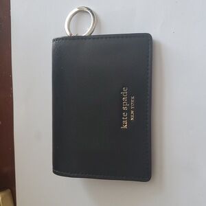 Kate Spade Black Card Holder with Gold Logo.key Chain.